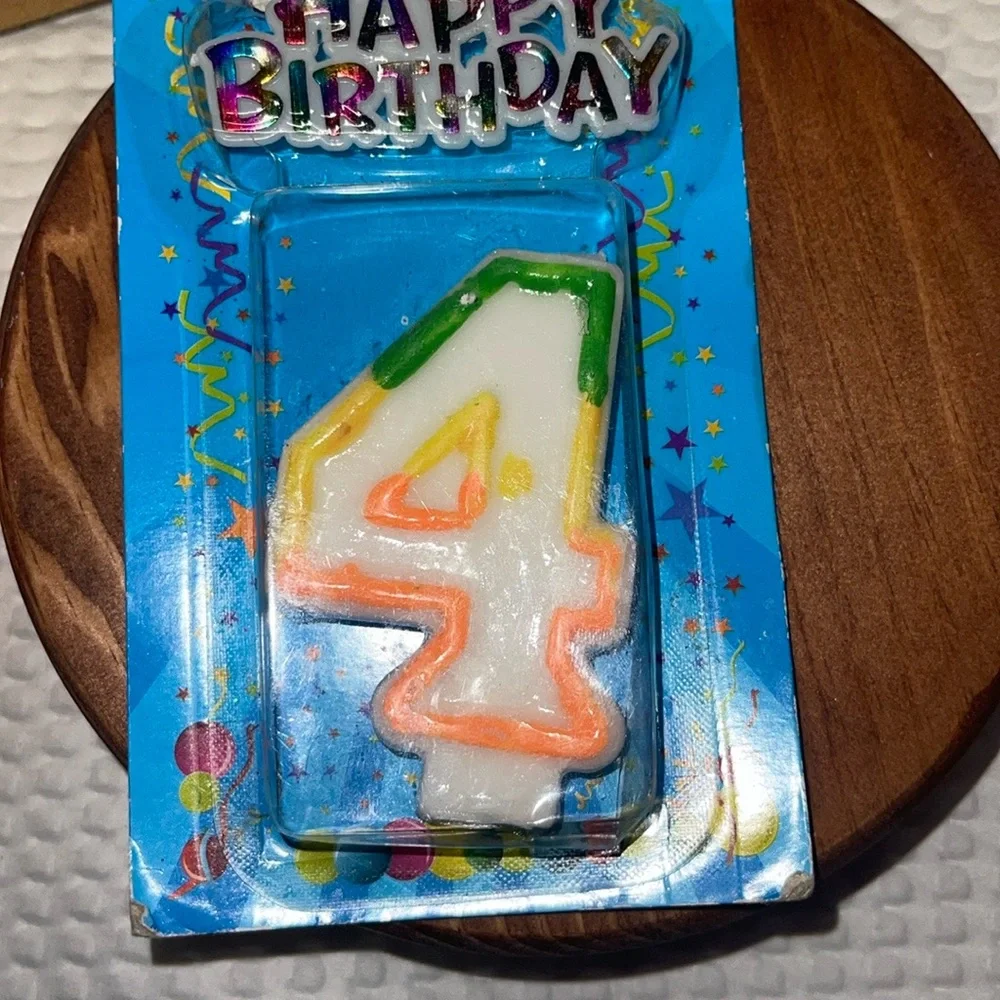 NEW Number 4 Birthday Candle With Happy birthday NEW